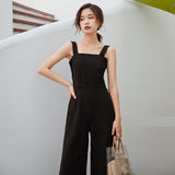 Resort Jumpsuit Women 2024 Summer High-Waisted Broad-Legged Temperament Jumpsuit Loose Straight Back Trousers