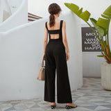 Resort Jumpsuit Women 2024 Summer High-Waisted Broad-Legged Temperament Jumpsuit Loose Straight Back Trousers