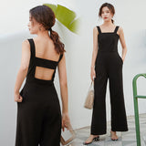 Resort Jumpsuit Women 2024 Summer High-Waisted Broad-Legged Temperament Jumpsuit Loose Straight Back Trousers