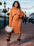 Solid Color Knitting 2-in-1 Bodycon Baby Shower Maternity Sweater Midi Dress Maternity