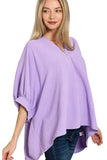 Woven Airflow V-neck Puff Half Sleeve Top DJPT