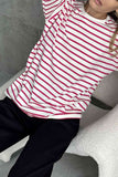 Neck Striped Dropped Shoulder T-Shirt DJPT