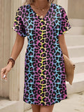 Print V-Neck Casual Dress DJPT