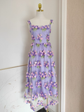 A line Straps Sleeveless Lilac Floral Party Dress Short Birthday Outfits SD383