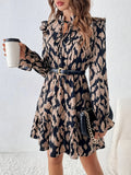 Neck Flounce Sleeve Dress DJPT