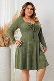 Plus Size Sweetheart Neck Long Sleeve Ribbed Dress DJPT