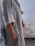 Size Casual Linen Button-Down Shirt Dress Plus Size DJPT