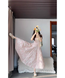 A Line Spaghetti Straps Pink Satin Ankle length Prom Dresses Birthday Outfits SD513