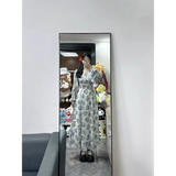 Retro A Line V Neckline Long Sleeves Chiffon Ankle length Prom Dresses Birthday Outfits SD541