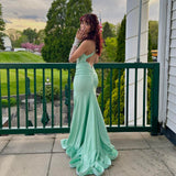 Mermaid Halter Satin Prom Dress Evening Dress Formal Dress SD2176