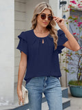 Neck Ruffled Layered Sleeve Blouse DJPT