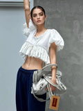 Sleeve Ruffle Crop Blouse DJPT