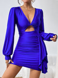 Cutout Long Sleeve Ruched Dress DJPT
