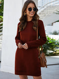 Lane Round Neck Long Sleeve Mini Dress with Pockets DJPT
