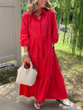 Size Tiered Button-Front Maxi Shirt Dress Plus Size DJPT
