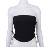 Women's Spring New Net Color Sleeveless Wrapped Chest Strapped Fish Bone Tops On Both Sides DJPT