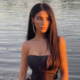 Women's Spring New Net Color Sleeveless Wrapped Chest Strapped Fish Bone Tops On Both Sides DJPT