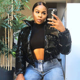 Lakes Lianjiang Women's Clothing Autumn And Winter New Fashion Bright Face Collar Down Bread Cotton Clothes DJPT