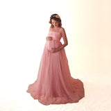 Women's Cotton Splicing Mesh Yarn Strap Pregnant Woman Drag Dress Photo Mop Floor Dress 1151 Maternity