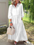 Size Tiered Button-Front Maxi Shirt Dress Plus Size DJPT