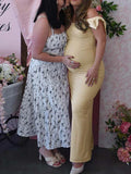 Off Shoulder Ruched Bow Elegant Maternity Baby Shower Maxi Dress Maternity