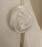 A line Strapless Satin White Flowers Vacation Dress Women Short Dresses SD126