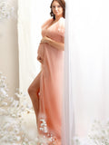 Pink Boho Elegant Ruffle Photoshoot Maternity Dress Maternity