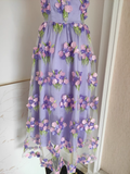 A line Straps Sleeveless Lilac Floral Party Dress Short Birthday Outfits SD383