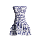 Sheath Strapless Blue Lace Vacation Dress Short Birthday Dresses SD173