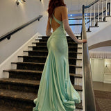 Mermaid Halter Satin Prom Dress Evening Dress Formal Dress SD2176
