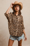 Leopard Prints Overseized Short Sleeves Top DJPT