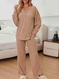 Knit Top and Pants Lounge Set with Button Detail DJPT