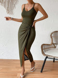 Wrap Midi Dress with Side Slit DJPT