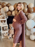 Ruched Cowl Neck Two Piece Spaghetti Strap Long Dress And Duster Coat Long Sleeve Babyshower Maternity Maxi Dress Maternity