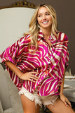 Zebra Dolman Silky Satin Shirt Top DJPT