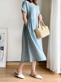 Size Casual Round Neck Midi Dress Plus Size DJPT