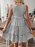 Striped Tiered Ruffle Tank Dress DJPT