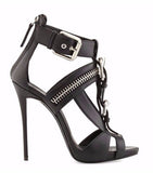New Women's Sandals High Heel Metal Buckle Zipper Punk Fish Mouth Fine With The Original List High Quality Shoes