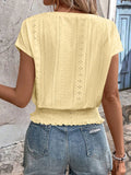 V-Neck Short Sleeve Blouse DJPT