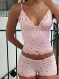 Lace Trim Cami and Shorts Lounge Set DJPT
