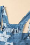 Print Buttoned Strap Wide Leg Denim Overalls DJPT