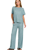 Soft Melange Short Sleeve Tee & Long Pants Set DJPT