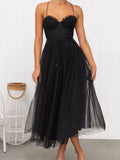 Neck Tulle Midi Dress DJPT