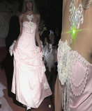 Ball Gown Strapless Pink Long Satin Prom Dresses Formal Evening Dress SD2394