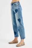 Full Size Mid Rise Fit-boyfriend Heart Shade Jeans Plus Size DJPT