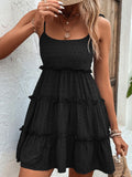 Frill Spaghetti Strap Tiered Dress DJPT
