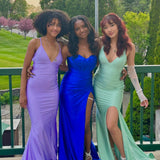 Mermaid Halter Satin Prom Dress Evening Dress Formal Dress SD2176