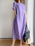 Size Casual Round Neck Midi Dress Plus Size DJPT