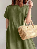 Size Casual Round Neck Midi Dress Plus Size DJPT