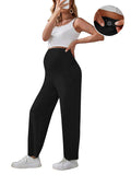 Solid Color Pockets Over The Belly Comfy Loose Wide Leg Cozy Casual Daily Trousers Maternity Yoga Workout Pants Maternity